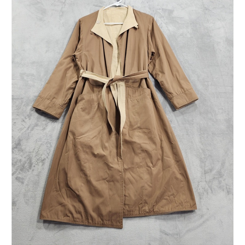 Vintage Rain Shedder Coat Women S Beige Reversible Belted Corduroy Canvas Trench